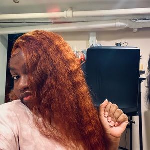 Ginger deep wave wig human hair frontal